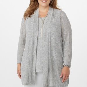 NWT🔻Dressbarn Jones Studio Marled Cardigan grey